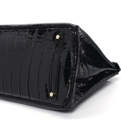 Hermes Shiny Porosus Crocodile Birkin 35 Black 10 of 12