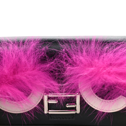 Fendi Nappa Shatoosh Fox Goat Fur Monster Micro Baguette Black Fuchsia Giallo 7 of 10