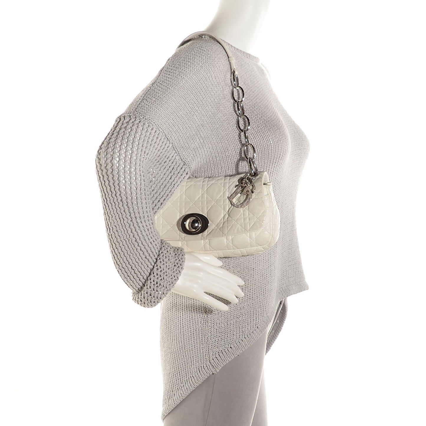 Lambskin Cannage Rendezvous Small Flap White