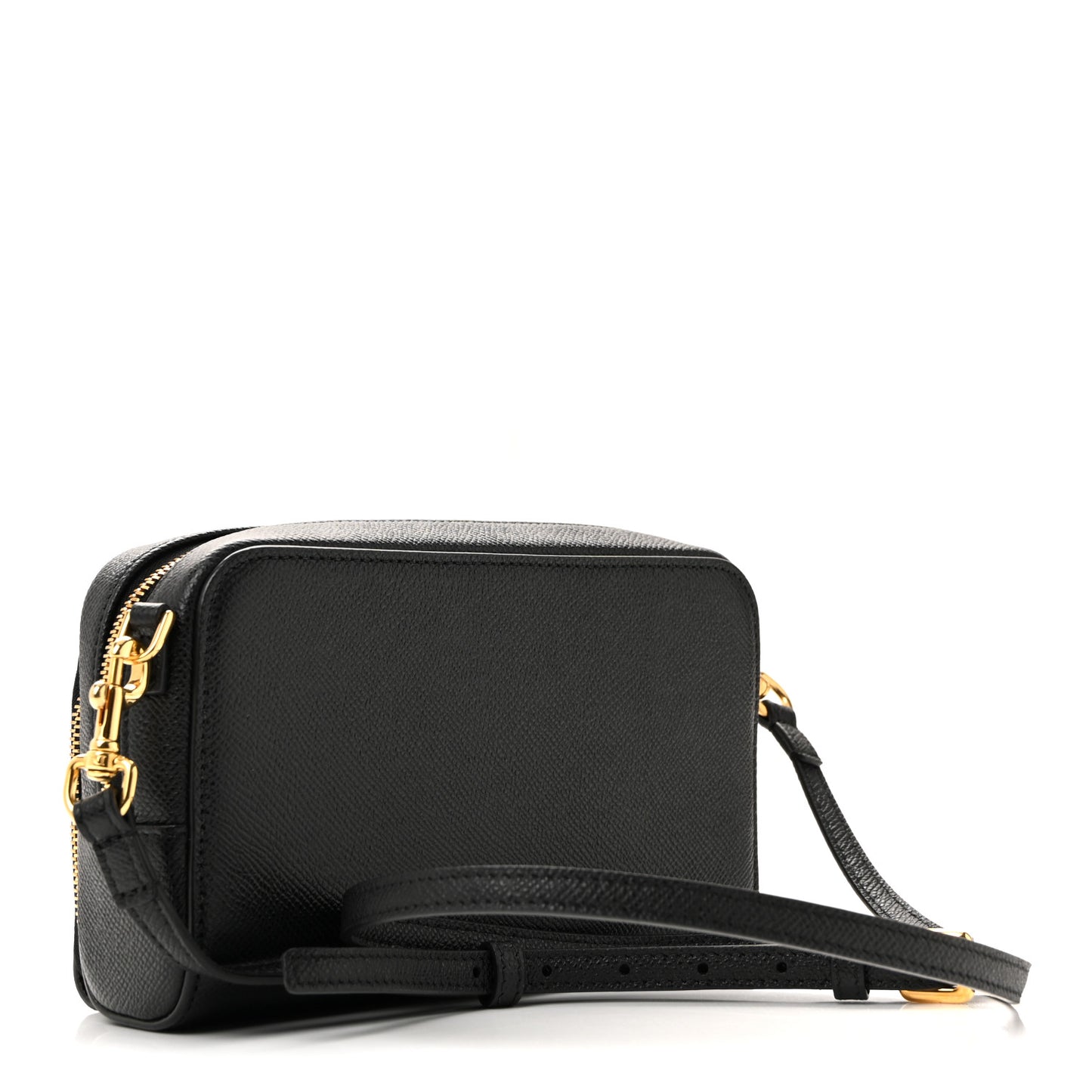 Grained Calfskin Caro Double Pouch Black