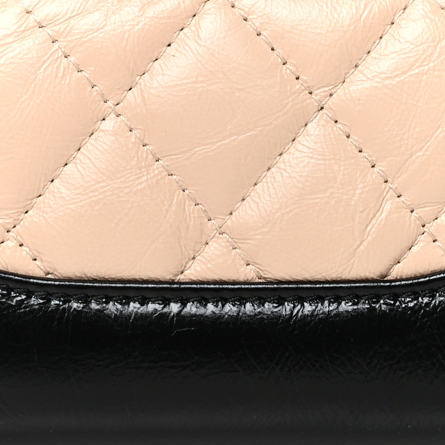 Chanel Aged Calfskin Quilted Gabrielle Zip Around Coin Purse Wallet Beige Black 8 of 8