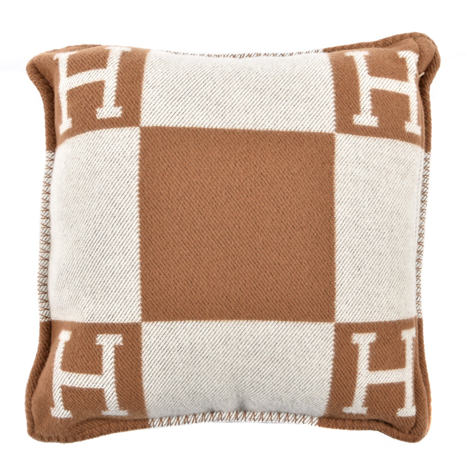 Hermes Wool Cashmere Avalon Pillow PM Ecru Camel 2 of 3