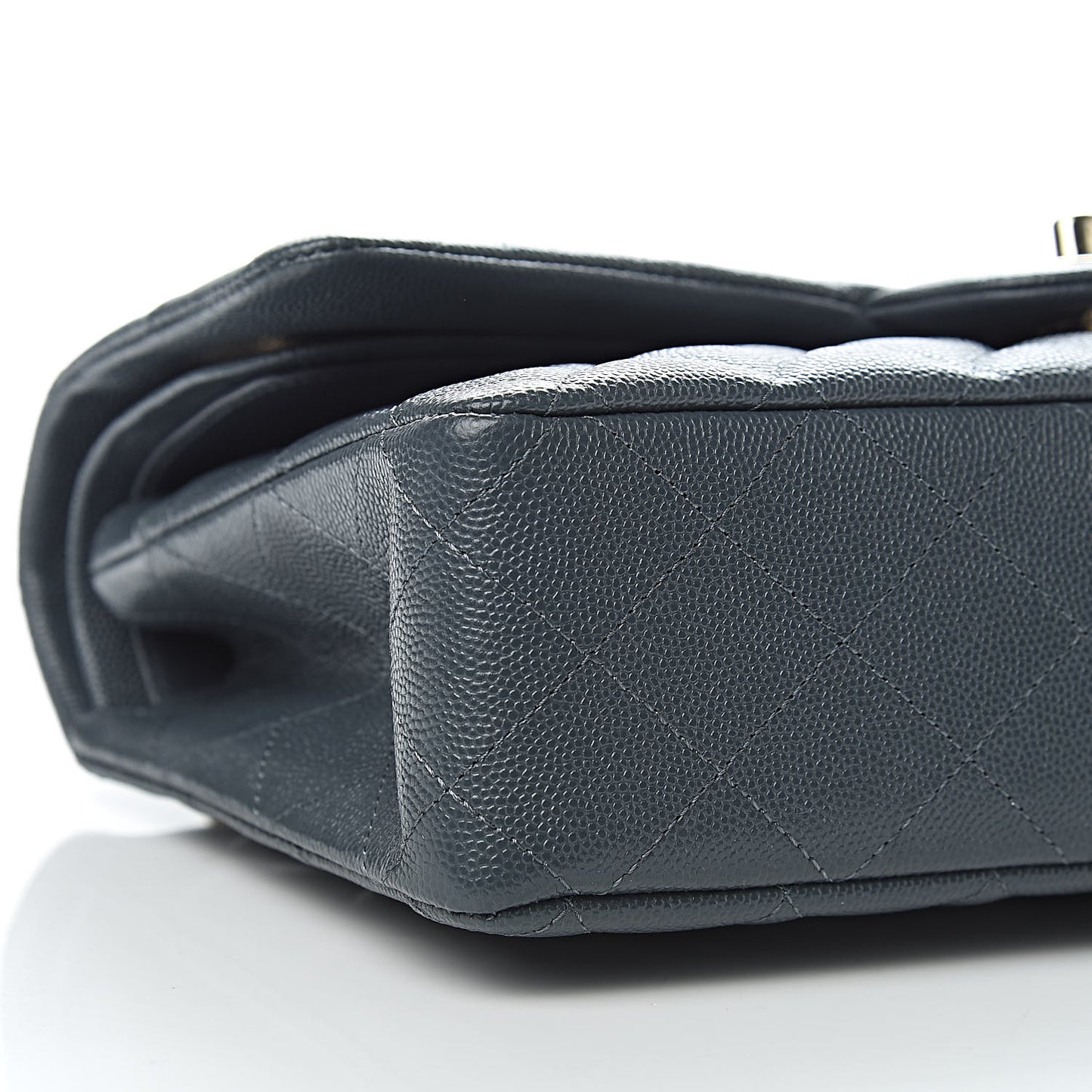 Caviar Quilted Medium Double Flap Dark Grey