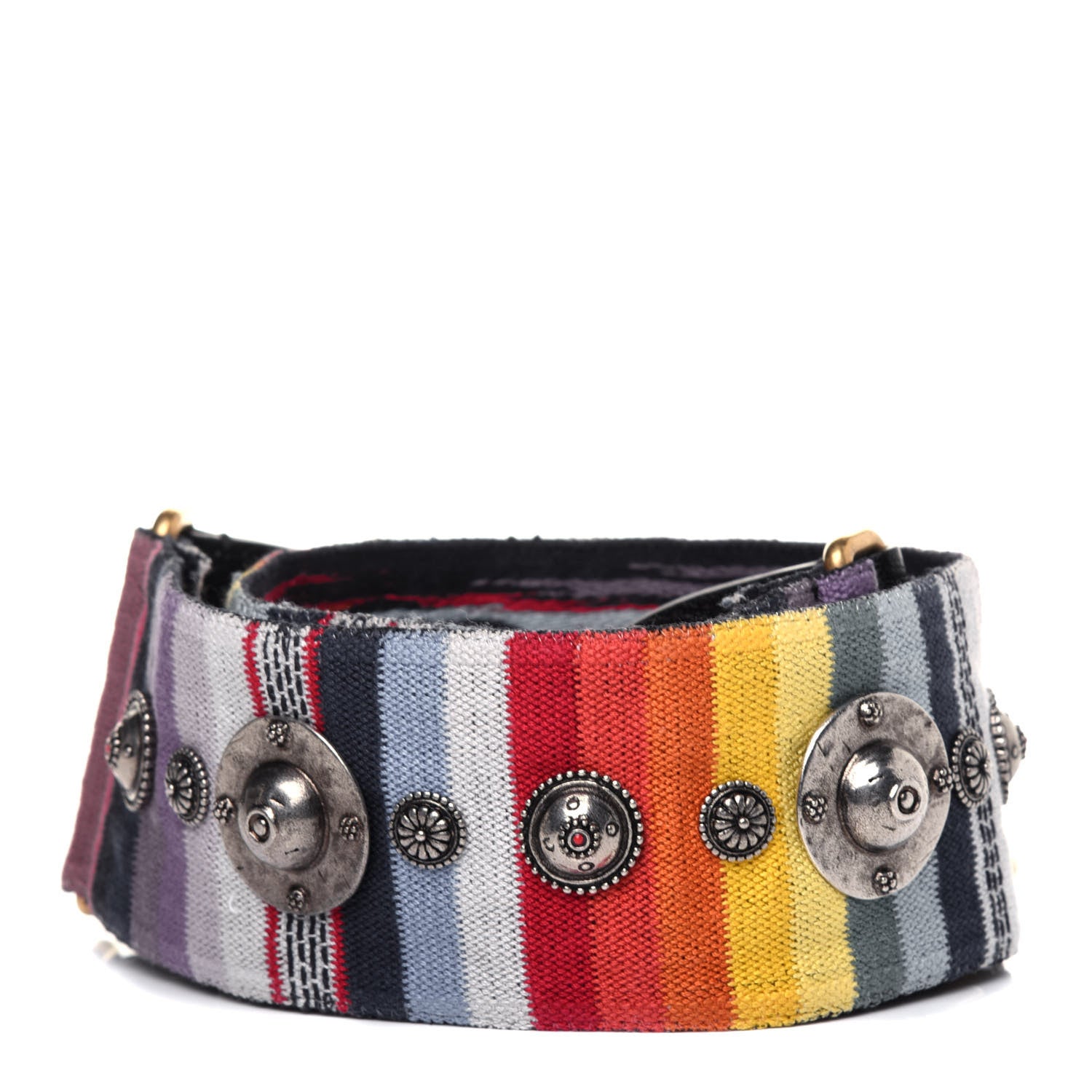Christian Dior Canvas Embroidered Studded Rainbow Shoulder Strap
