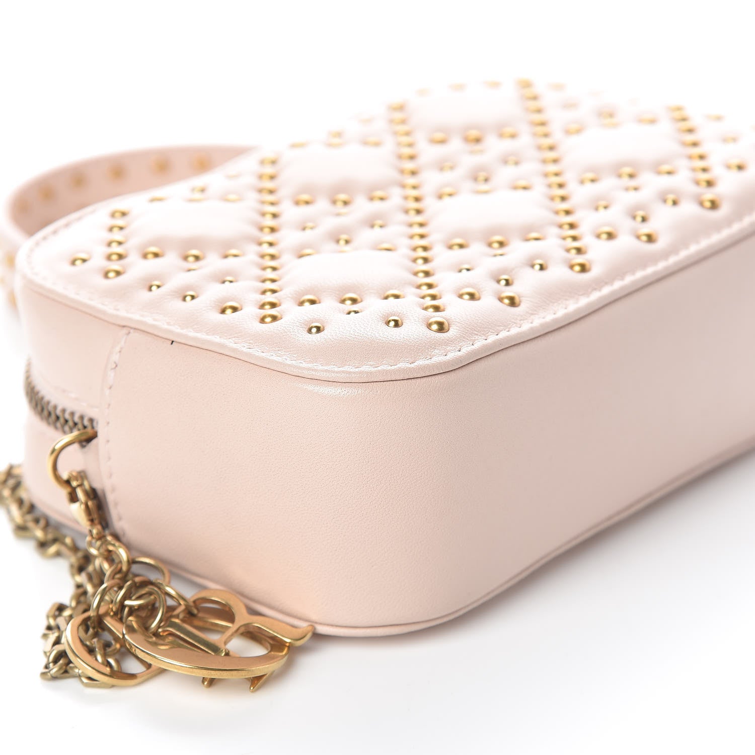 Christian Dior Lambskin Cannage Studded Lady Dior Camera Case Pouch Light Pink 9 of 10