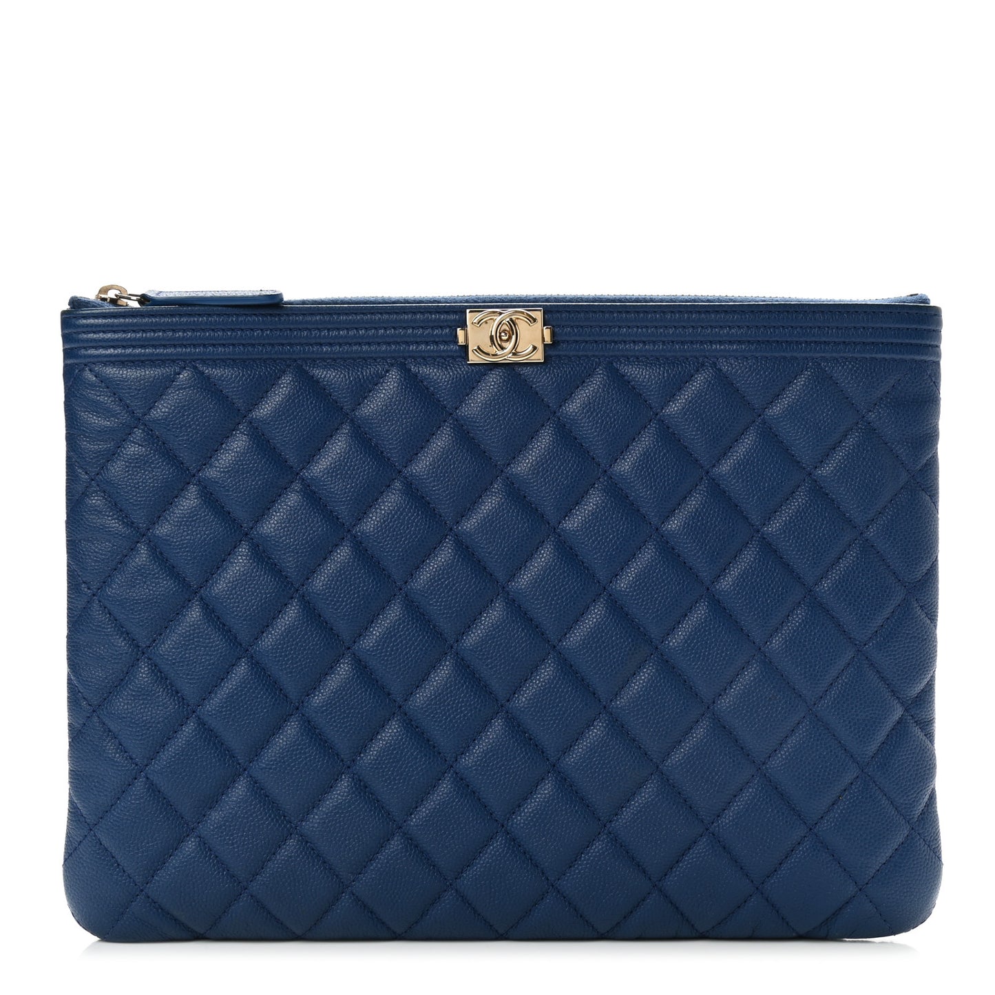 Caviar Quilted Medium Boy Cosmetic Case Blue