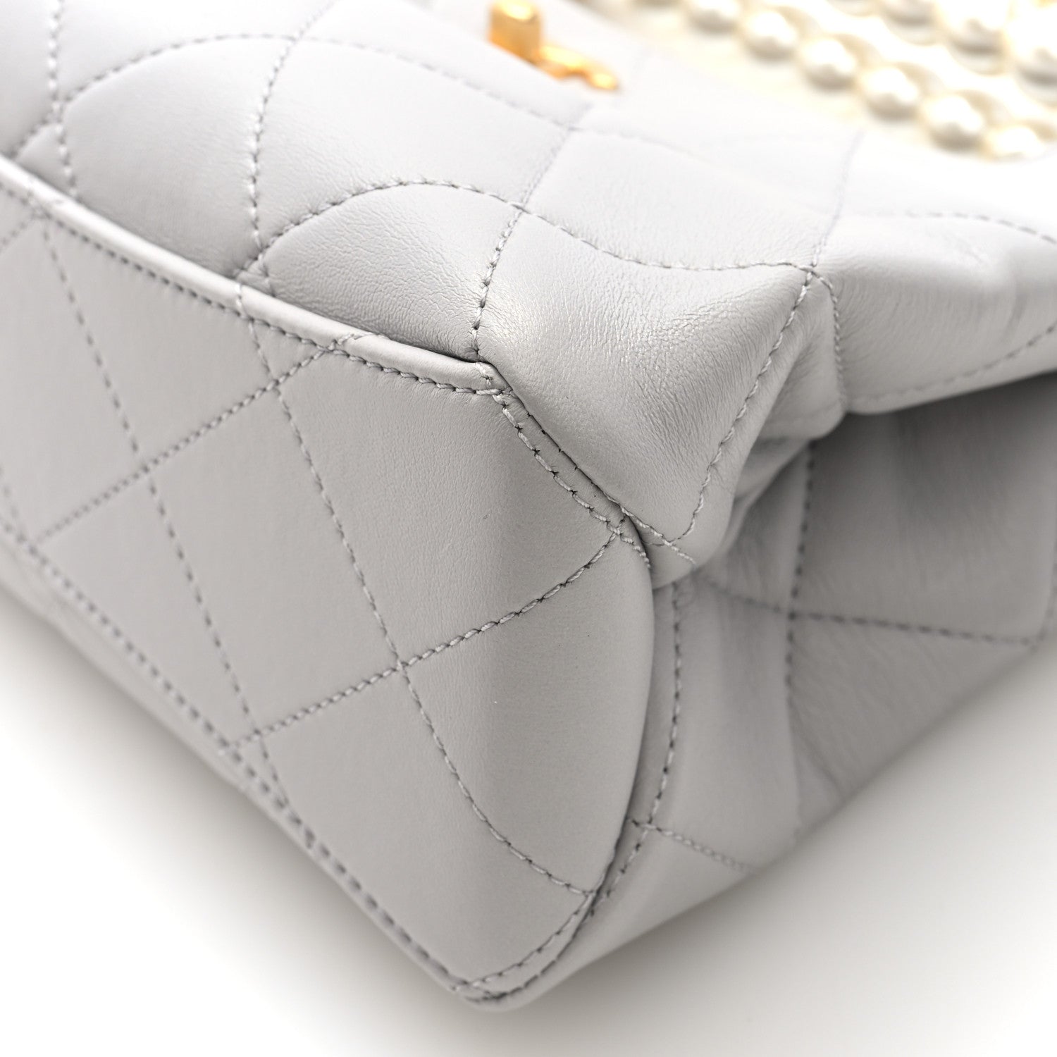 Chanel Calfskin Pearl Small Shopping Bag Grey 10 of 10