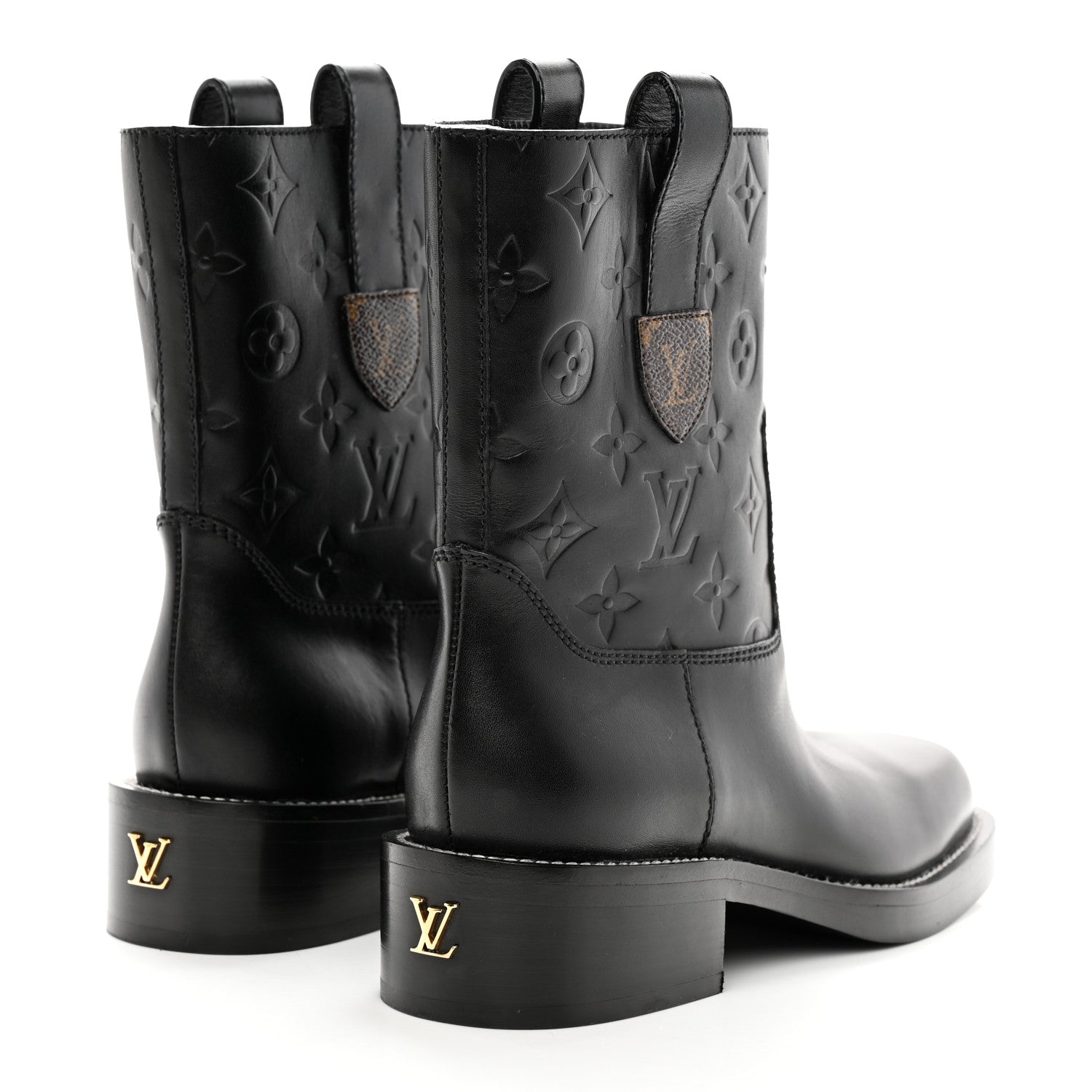Louis Vuitton Calfskin Monogram Downtown Ankle Boots 36 Black 4 of 9