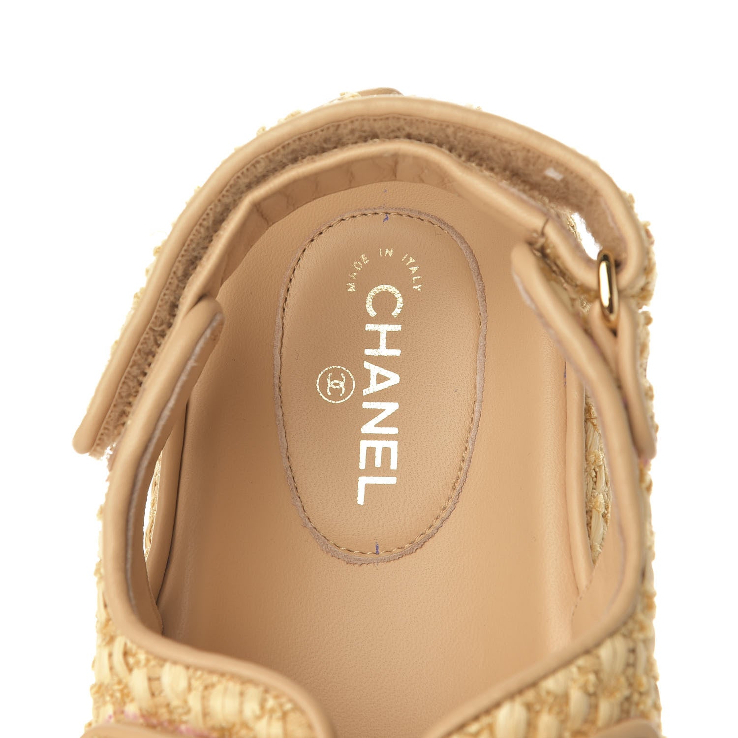 Chanel Braided Fabric Velcro Dad Sandals 39.5 Beige 6 of 9
