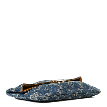 Louis Vuitton Monogram Denim Pochette Plat Clutch Blue 6 of 10
