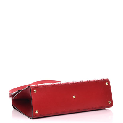Gucci Guccissima Signature Medium Padlock Top Handle Bag Hibiscus Red 5 of 18