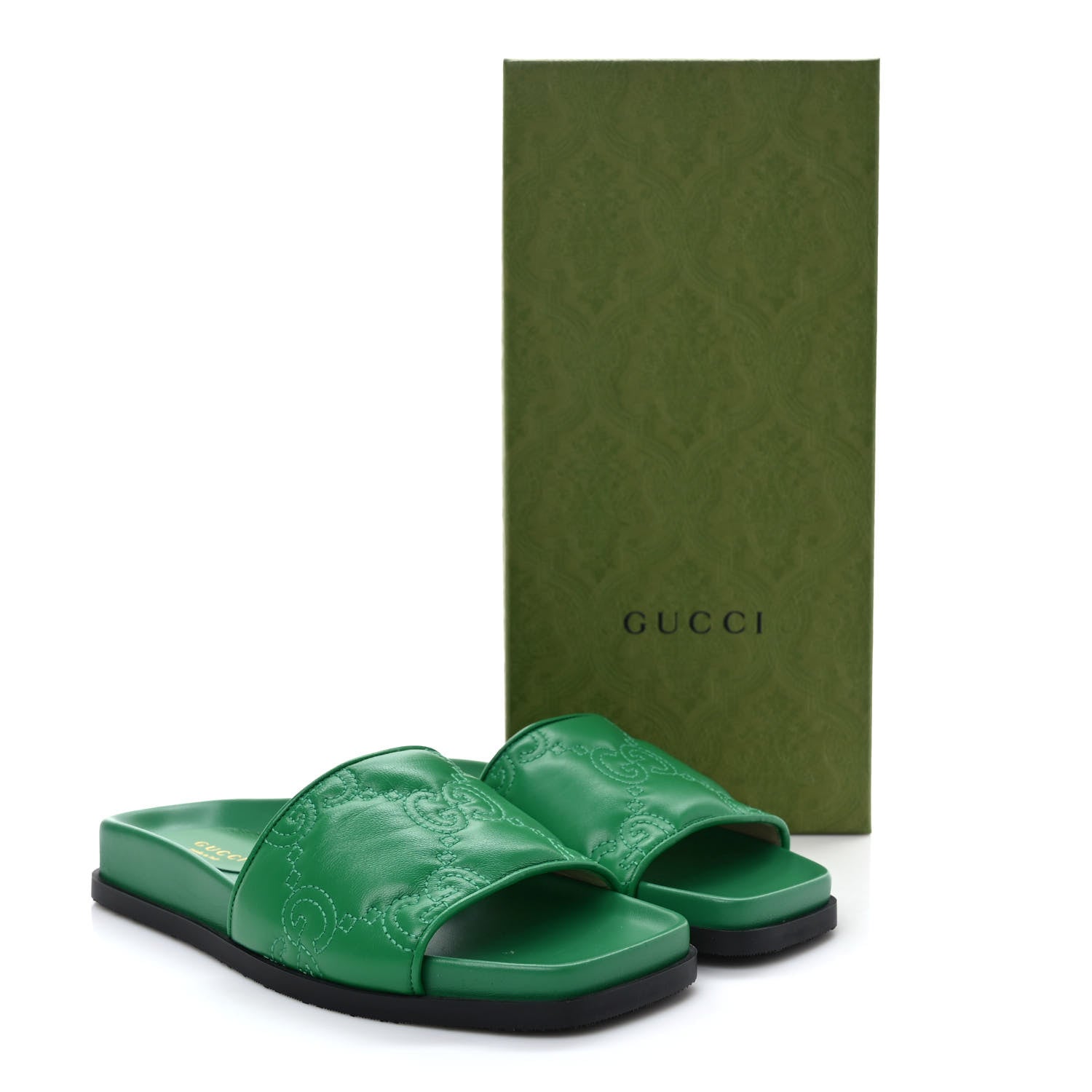 Gucci Nappa GG Matelasse Flat Slide Sandals 36 New Shamarock 8 of 8