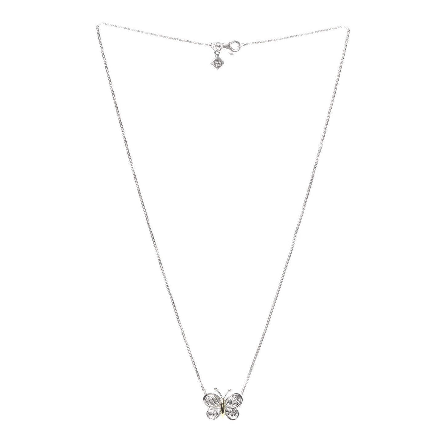 Sterling Silver 18K Yellow Gold Kids Butterfly Charm Pendant Necklace
