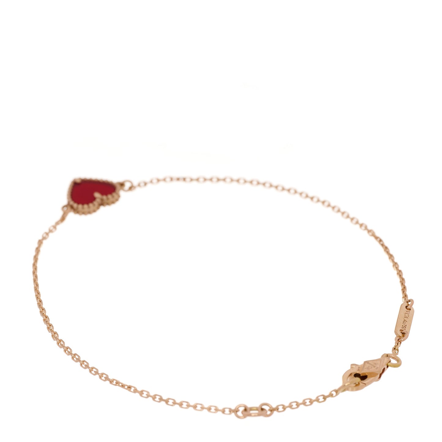 18K Rose Gold Carnelian Sweet Alhambra Heart Bracelet