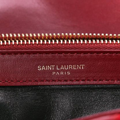 Saint Laurent Calfskin Suede Matelasse Chevron Large Monogram College Bag Burgundy 9 of 12