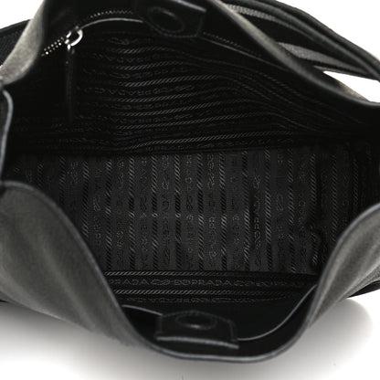 Prada Vitello Daino Soft Hobo Messenger Bag Black 4 of 10