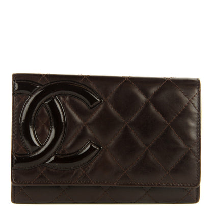 Chanel Calfskin Quilted Cambon Quilted Flap Wallet Dark Brown 1 of 8