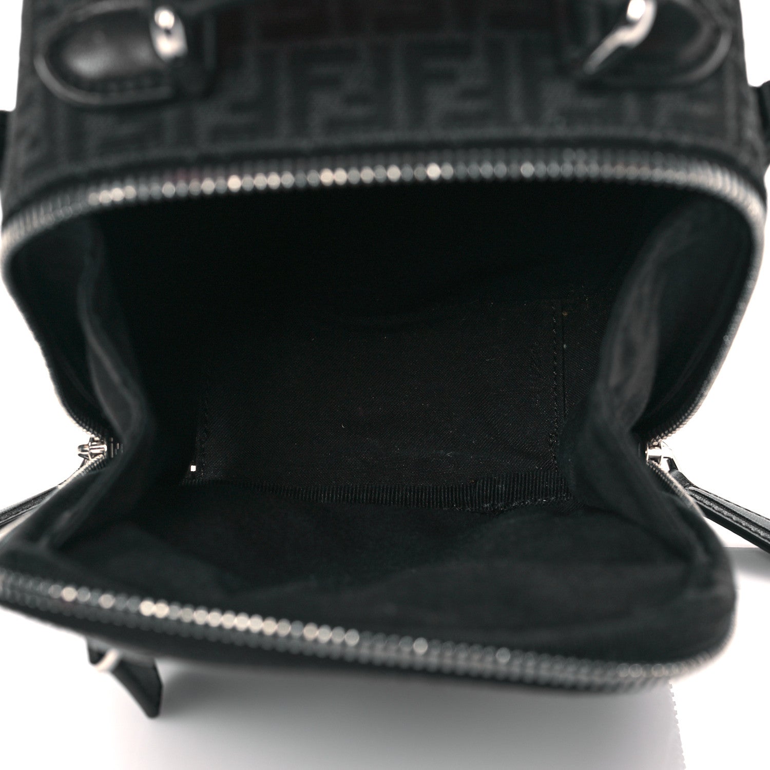 Fendi Recycled Fabric Jacquard Vitello Astro Micro FF Mini Trolley Bag Asfalto Black 5 of 10