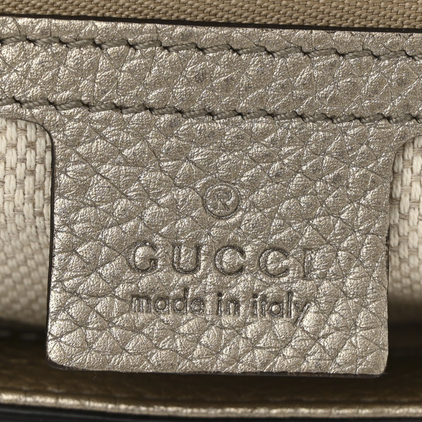 Metallic Pebbled Calfskin Medium Soho Flap Crossbody Golden Beige