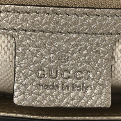 Gucci Metallic Pebbled Calfskin Medium Soho Flap Crossbody Golden Beige 6 of 10