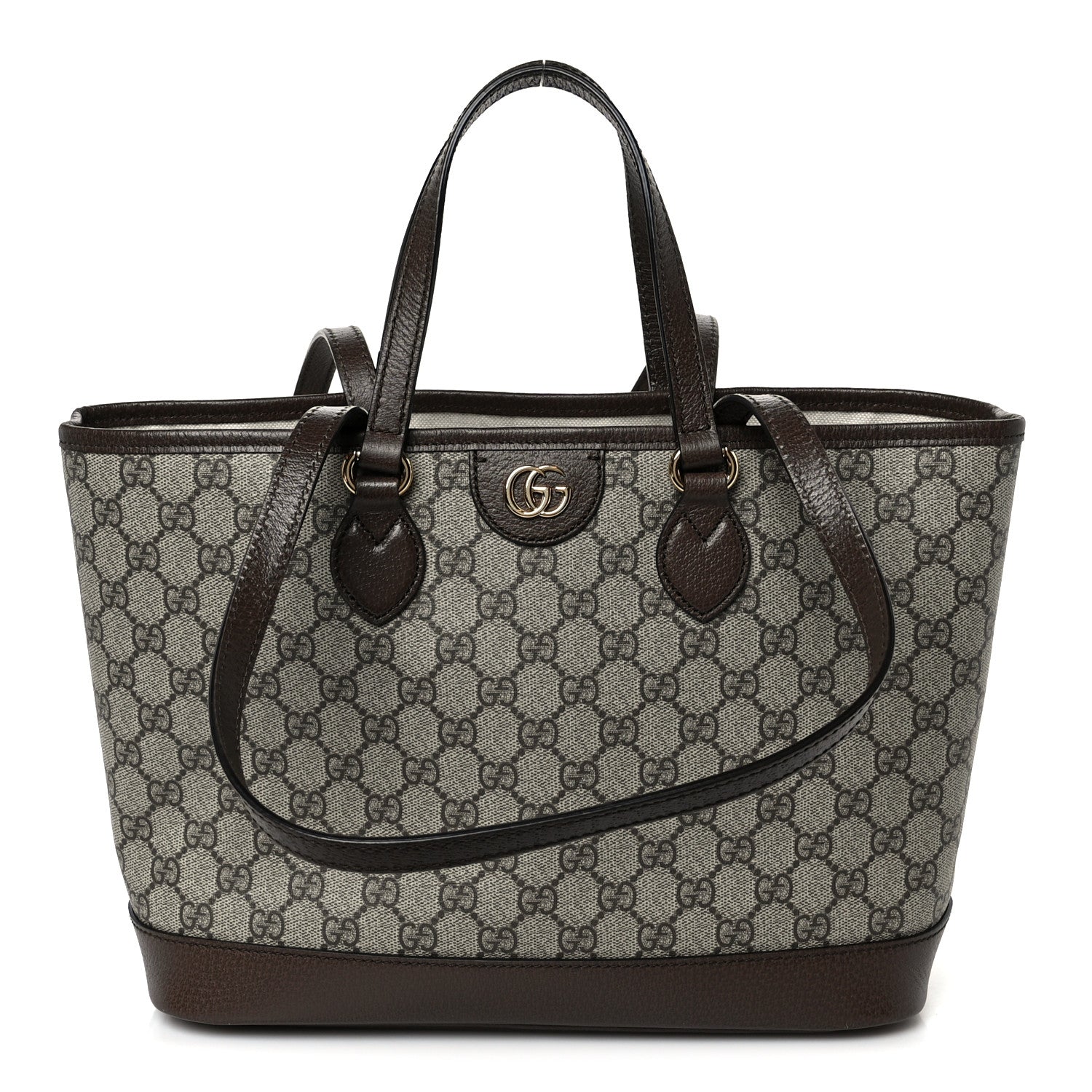 Gucci GG Supreme Monogram Textured Calfskin Small Ophidia Shoulder Tote Bag Beige Ebony New Acero 1 of 11