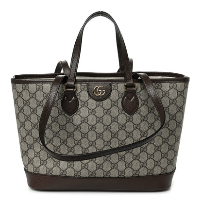 Gucci GG Supreme Monogram Textured Calfskin Small Ophidia Shoulder Tote Bag Beige Ebony New Acero 1 of 11