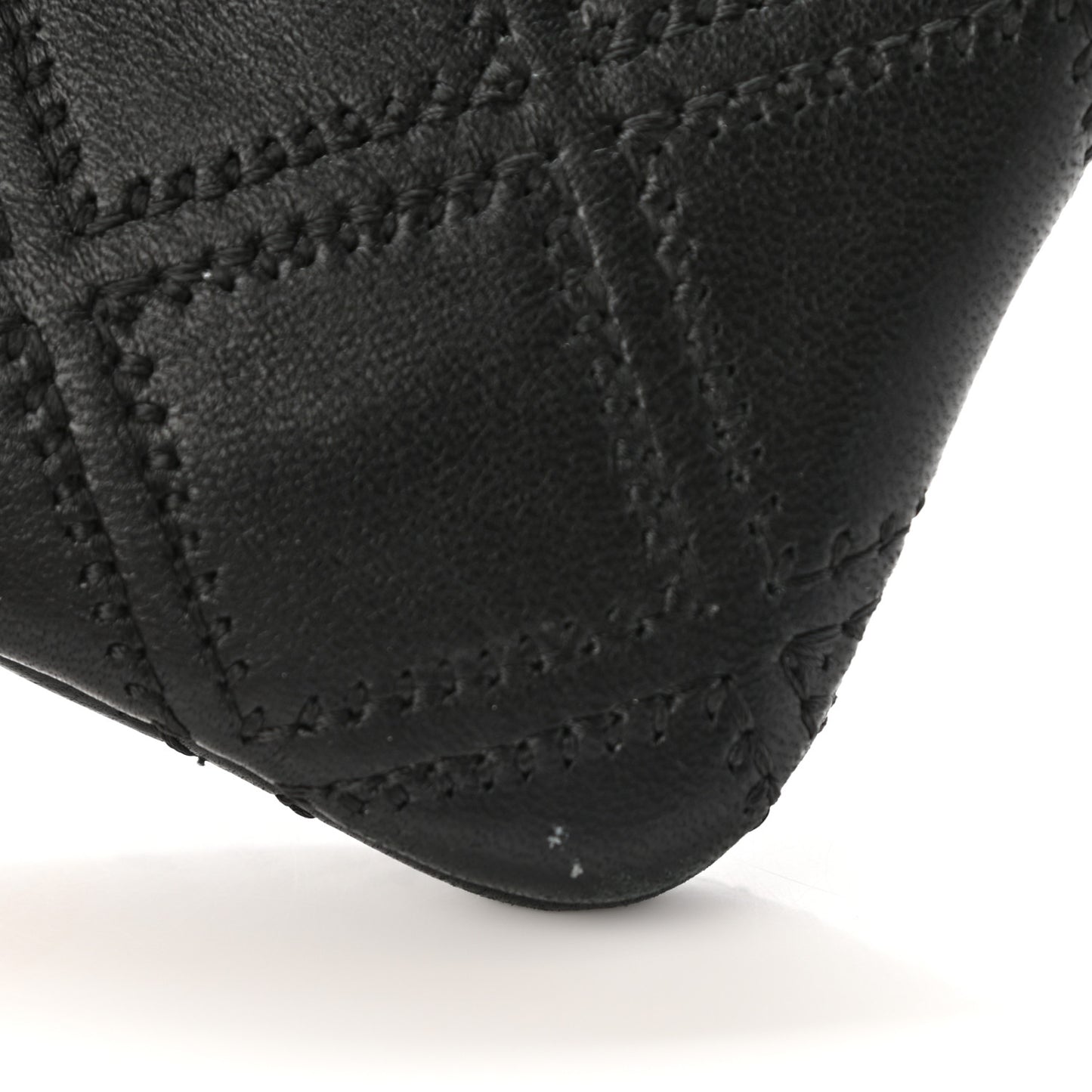 Lambskin Stitched Small Cosmetic Case Black
