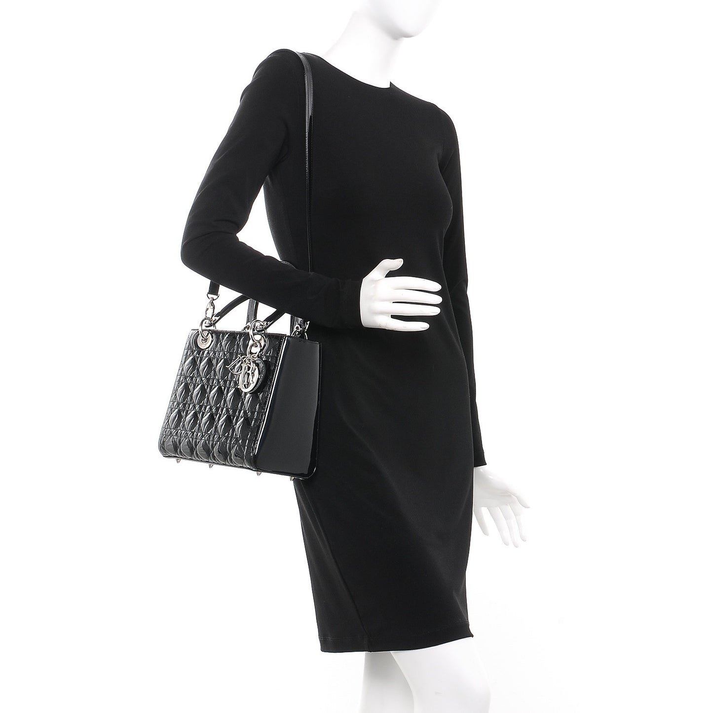Patent Cannage Medium Lady Dior Black
