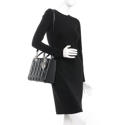 Christian Dior Patent Cannage Medium Lady Dior Black 2 of 9