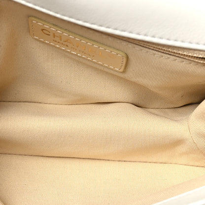 Chanel Lambskin Quilted Chain Bar Top Handle Flap White 5 of 9