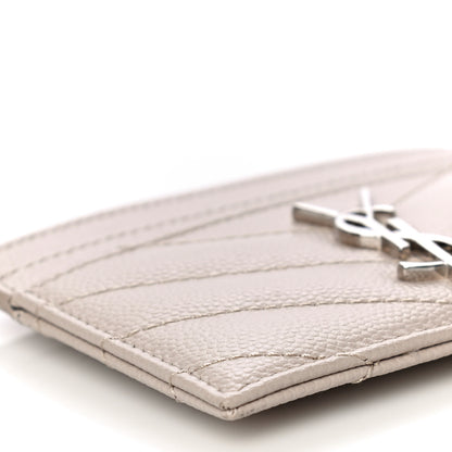 Saint Laurent Grain De Poudre Matelasse Chevron Monogram Credit Card Case Nude Powder 9 of 12