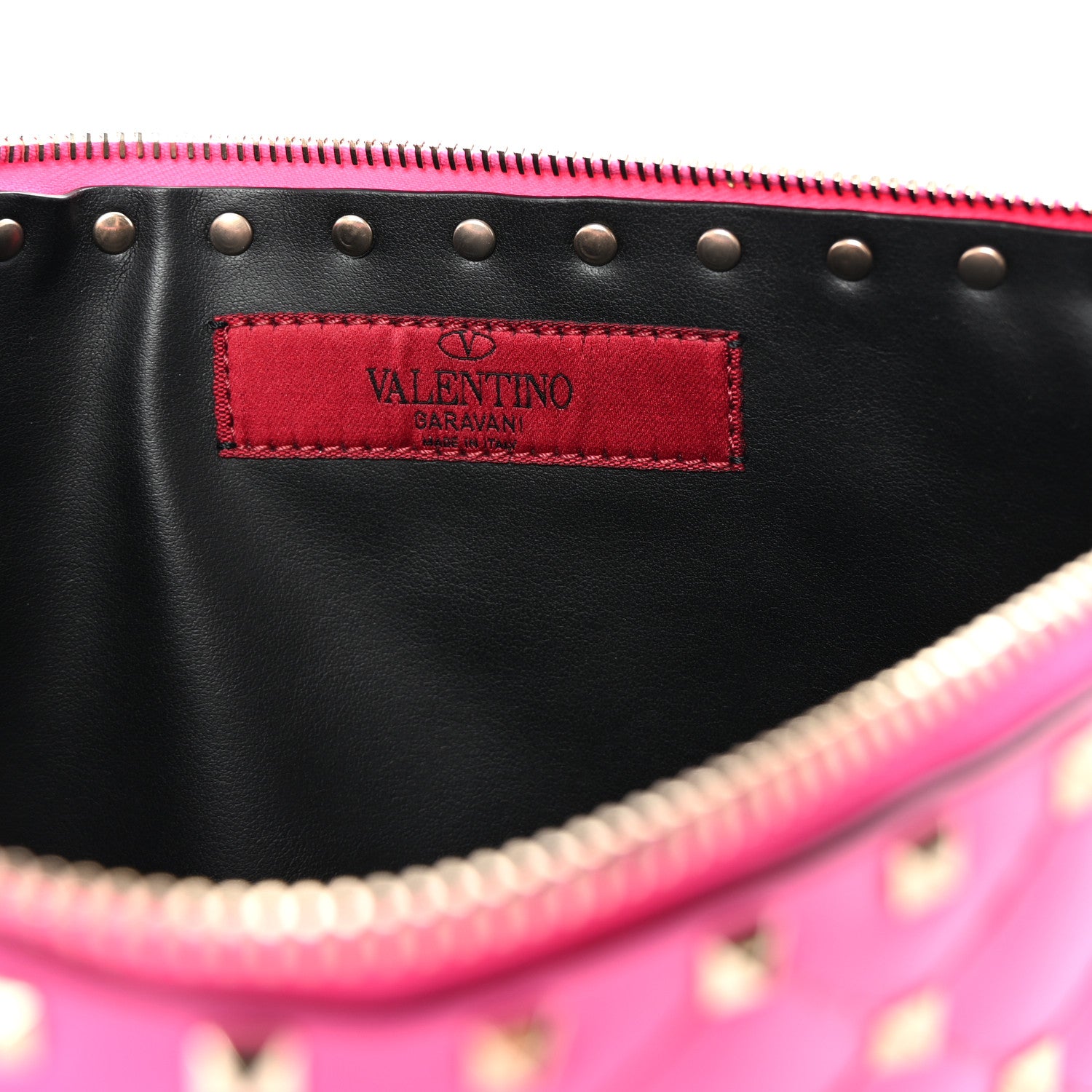Valentino Garavani Vitello Rockstud Spike It Zip Pouch Azalea 6 of 6