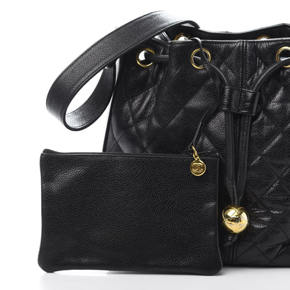 Chanel Caviar Quilted Drawstring Shoulder Bag Black 13 of 16