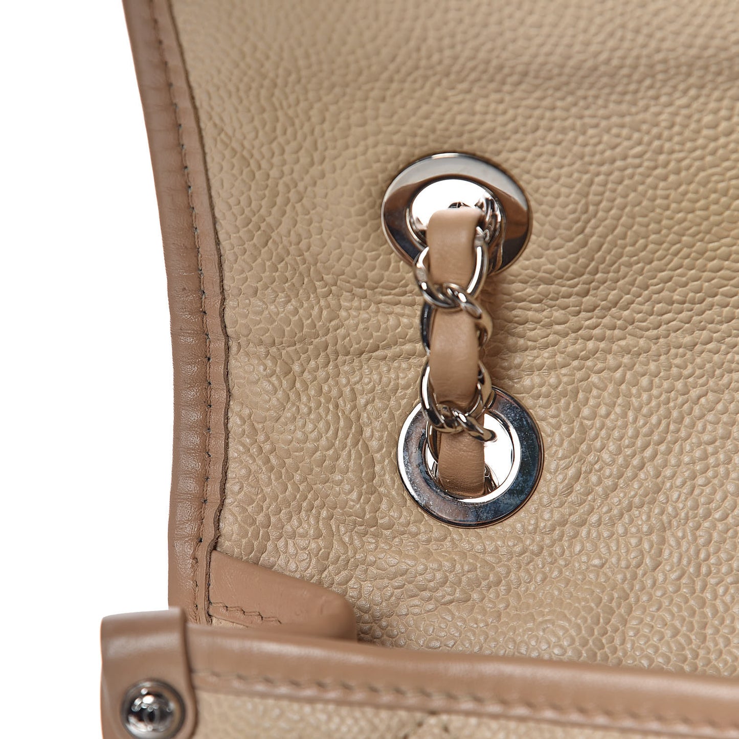 Caviar Quilted Large French Riviera Flap Beige
