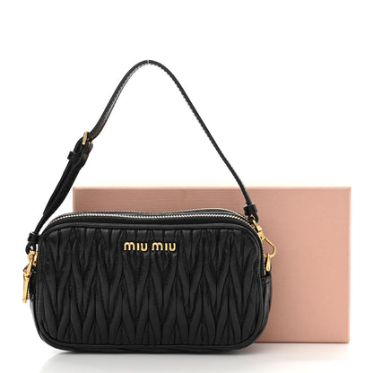 Miu Miu Nappa Matelasse Double Zip Pochette Clutch Black 12 of 12
