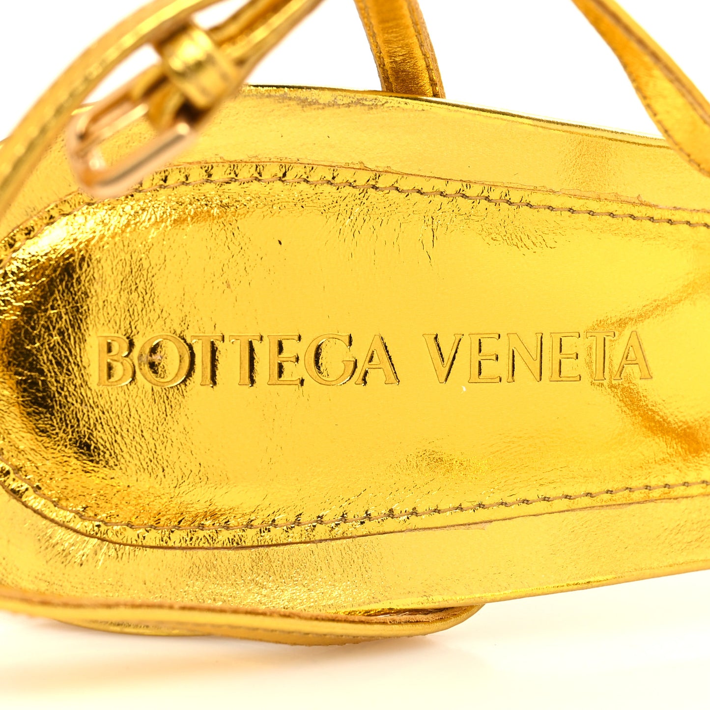 Laminated Calfskin The Line 90mm Sandals 38.5 Gold