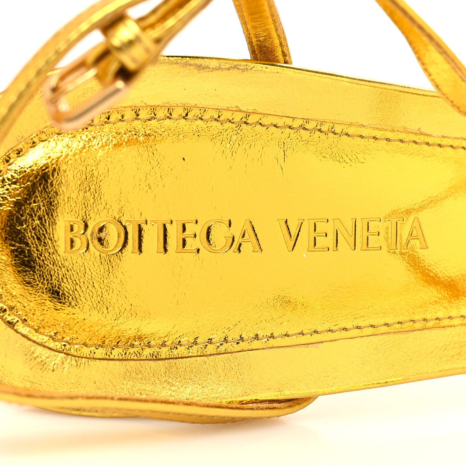 Bottega Veneta Laminated Calfskin The Line 90mm Sandals 38.5 Gold 7 of 7