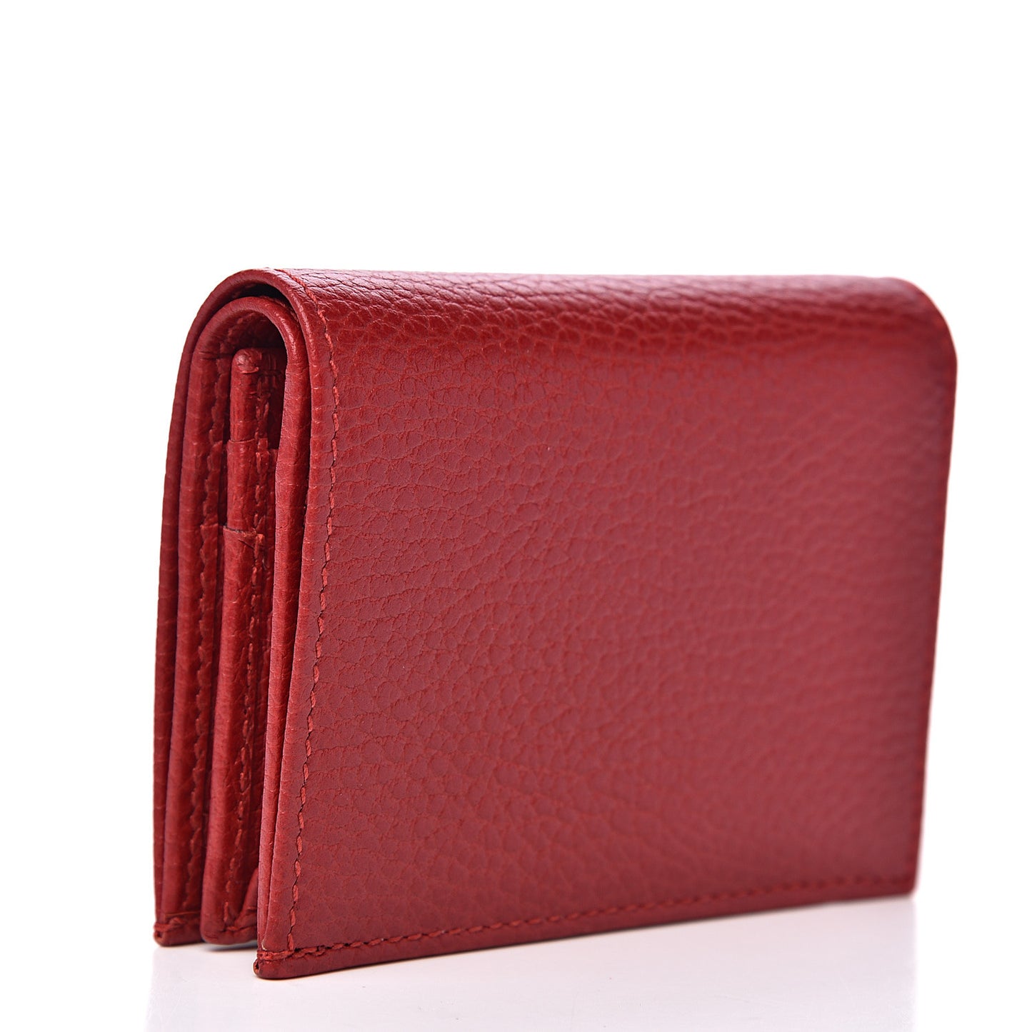 Pebbled Calfskin GG Marmont Card Case Hibiscus Red