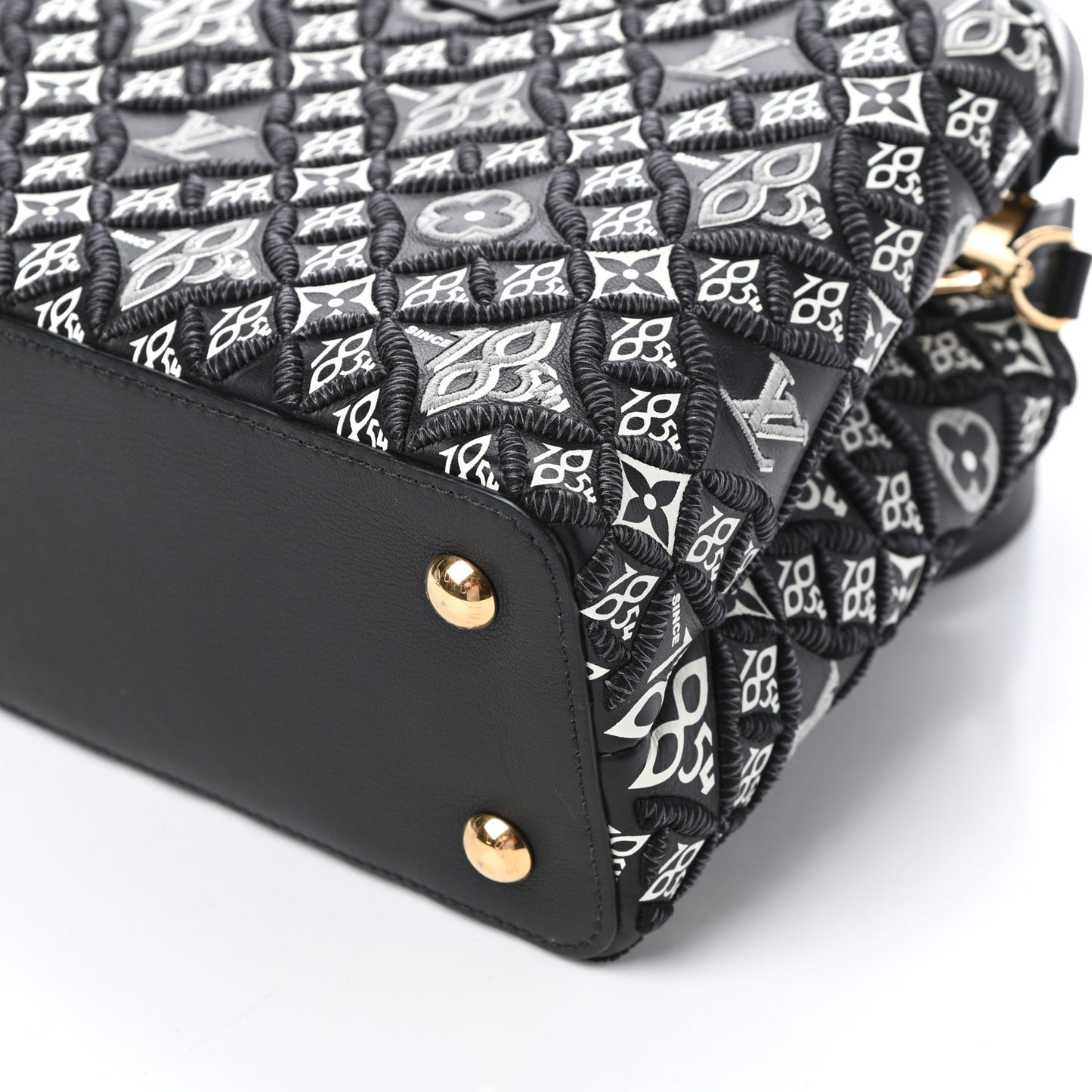Calfskin Since 1854 Embroidered Capucines PM Black