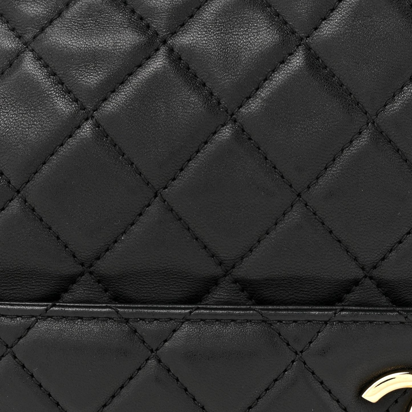 Lambskin Quilted Large Drawstring Bag Black