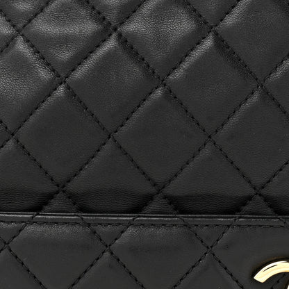 Chanel Lambskin Quilted Large Drawstring Bag Black 8 of 13