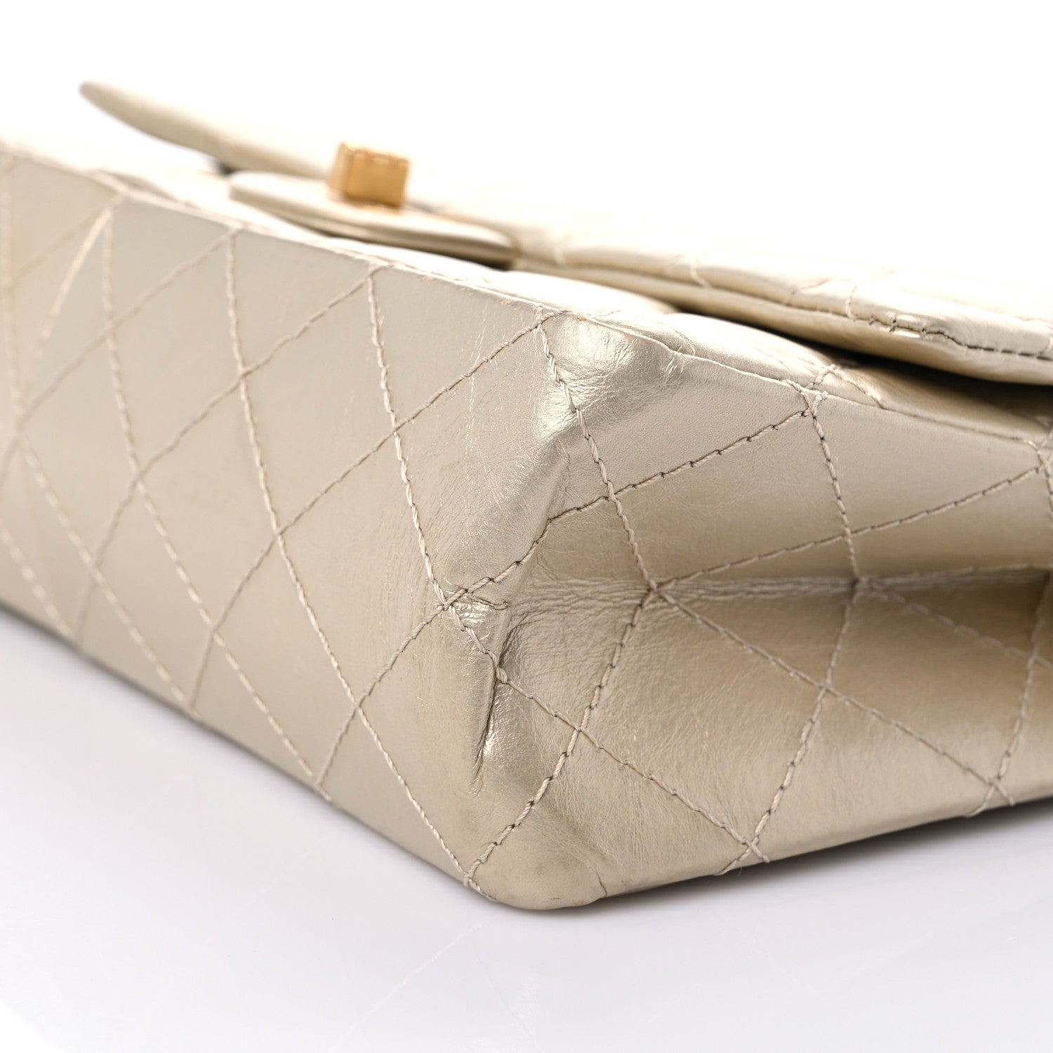 Chanel Metallic Aged Calfskin Quilted 2.55 Reissue 226 Flap Pale Gold 9 of 10