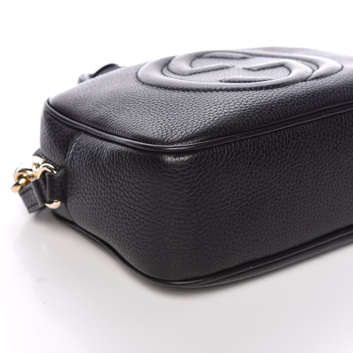 Pebbled Calfskin Small Soho Disco Bag Black