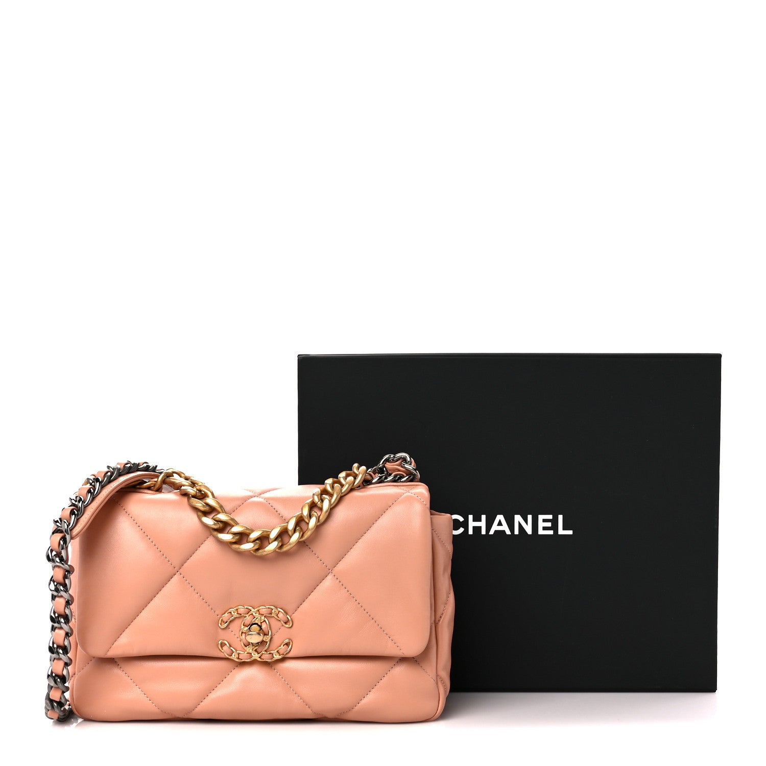 Chanel Lambskin Quilted Medium Chanel 19 Flap Beige 3 of 11