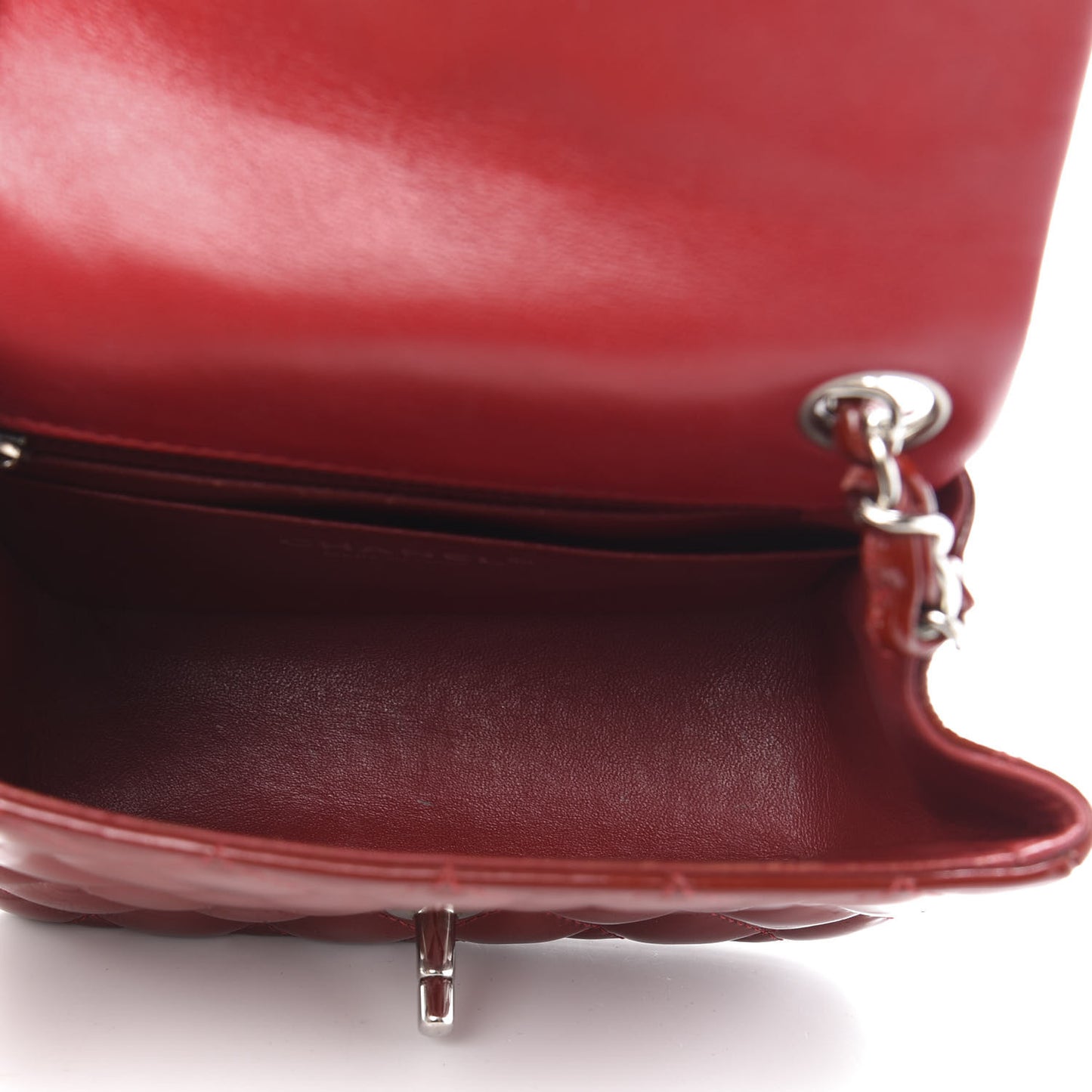 Patent Quilted Mini Square Flap Red
