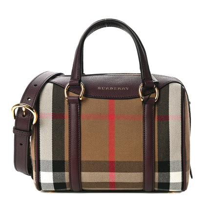 Burberry House Check Derby Calfskin Small Alchester Bowling Bag Mahogany Red 1 of 9