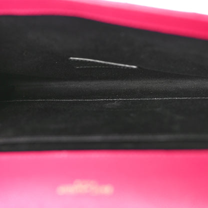 Saint Laurent Grain De Poudre Matelasse Chevron Monogram Envelope Clutch Fuchsia 5 of 9