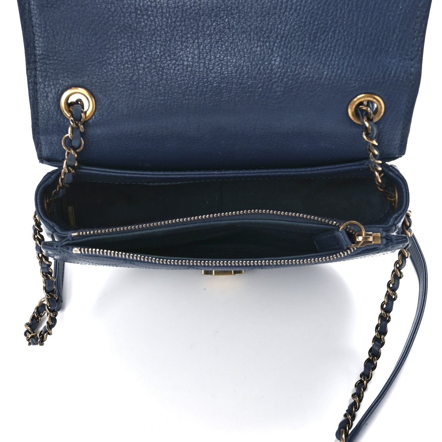 Chanel Shiny Calfskin Goatskin Quilted Small Coco Curve Messenger Flap Navy 5 of 15