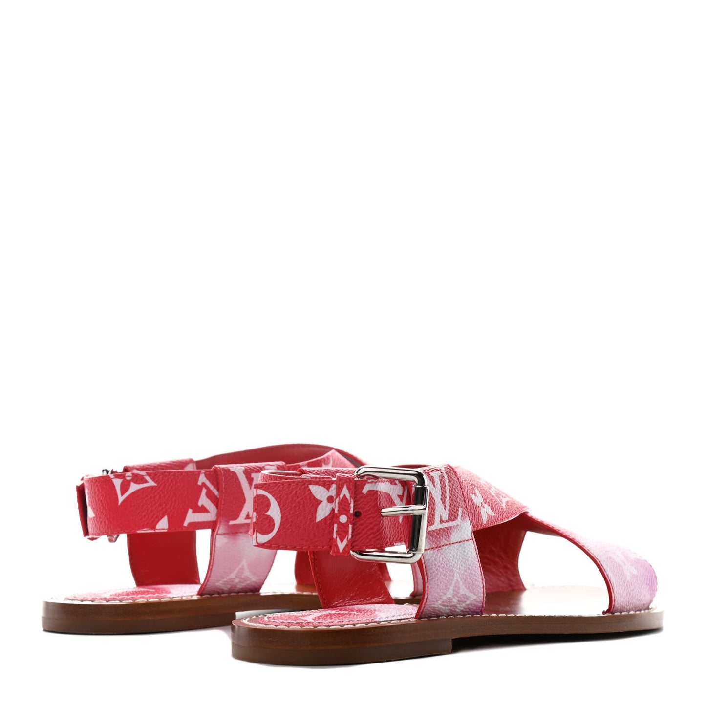Monogram Escale Palma Flat Sandals 37 Rouge