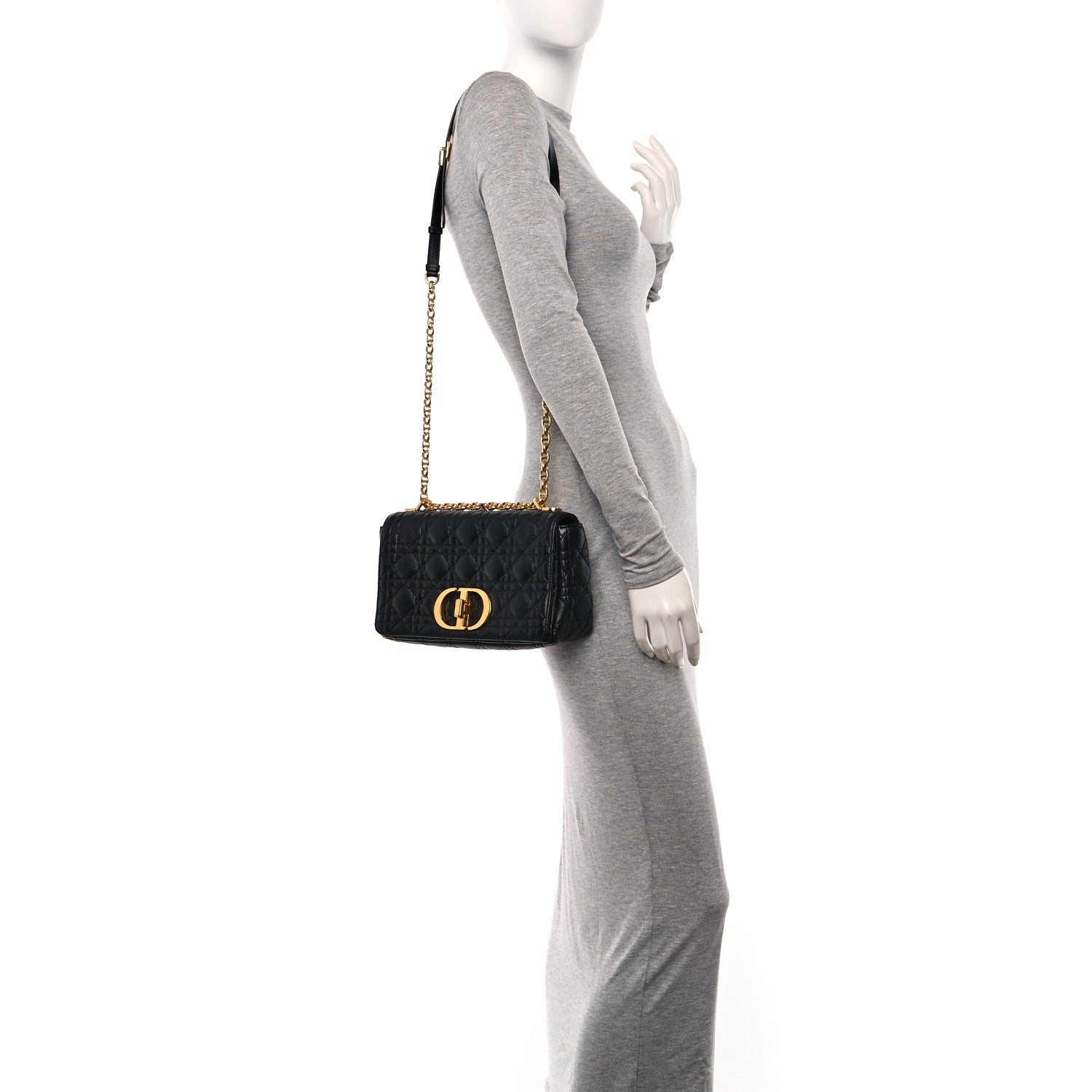 Christian Dior Calfskin Cannage Medium Caro Bag Black 2 of 11